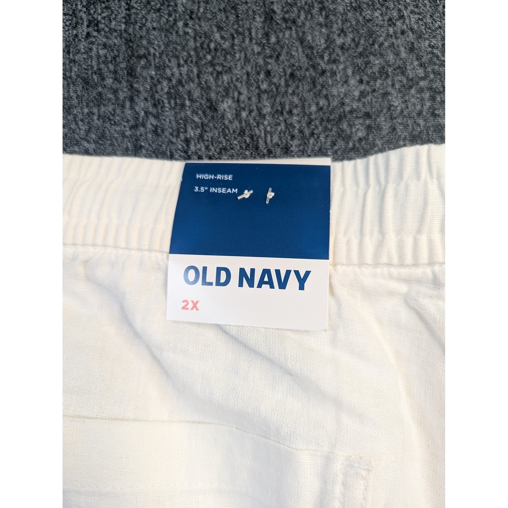 Old‎ Navy Womens 2X High Rise Linen Blend Shorts Cream Off White 3.5 Inseam NWT - Picture 4 of 6